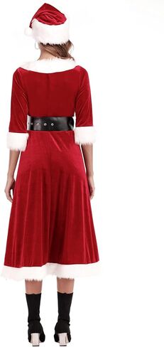 Soyoekbt Women's Santa Claus Costume V-Neck Christmas Long Dress in Saudi Arabia