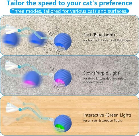 Interactive Cat Toys for Indoor Cats, 2025 New Generation Interactive Cat Ball Toy with Elastic Mesh Tail, Automatic Cat/Kitten Toys with Chirping & Motion Activate, Cat Toys for Bored Indoor(Red) in Saudi Arabia