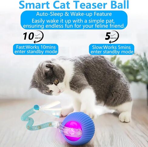 Interactive Cat Toys for Indoor Cats, 2025 New Generation Interactive Cat Ball Toy with Elastic Mesh Tail, Automatic Cat/Kitten Toys with Chirping & Motion Activate, Cat Toys for Bored Indoor(Red) in Saudi Arabia