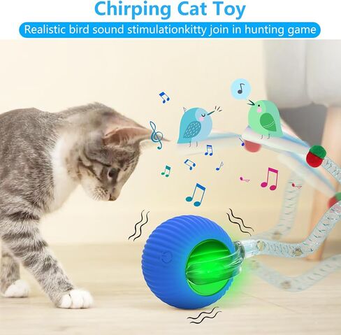 Interactive Cat Toys for Indoor Cats, 2025 New Generation Interactive Cat Ball Toy with Elastic Mesh Tail, Automatic Cat/Kitten Toys with Chirping & Motion Activate, Cat Toys for Bored Indoor(Red) in Saudi Arabia