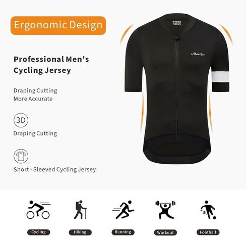 MOXILYN Men's Cycling Jerseys Road Bike Shirts Short Sleeve Full Zipper with 4 Pockets Reflective Widen Anti Slip Hem in Kuwait