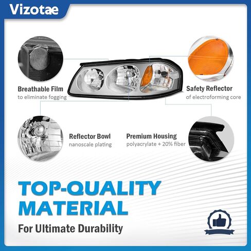 Headlights Assembly W/Bulbs for 2000-2005 Chevy Impala Halogen Headlamp Replacement Factory OE Style Driver & Passenger Side in Saudi Arabia