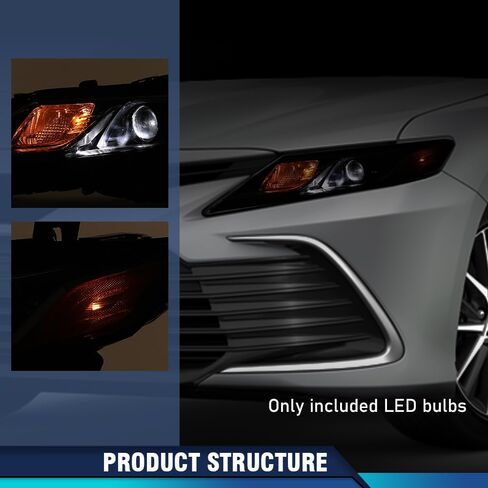 PIT66 Headlight Assembly Right Passenger Side Compatible with Toyota Camry LE SE 2018 2019 2020 2021 2022 (NOT FOR XSE/XLE) Projector Headlamps Clear Lens Amber Reflector in Saudi Arabia