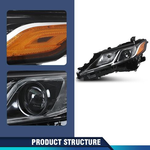 PIT66 Headlight Assembly Right Passenger Side Compatible with Toyota Camry LE SE 2018 2019 2020 2021 2022 (NOT FOR XSE/XLE) Projector Headlamps Clear Lens Amber Reflector in Saudi Arabia