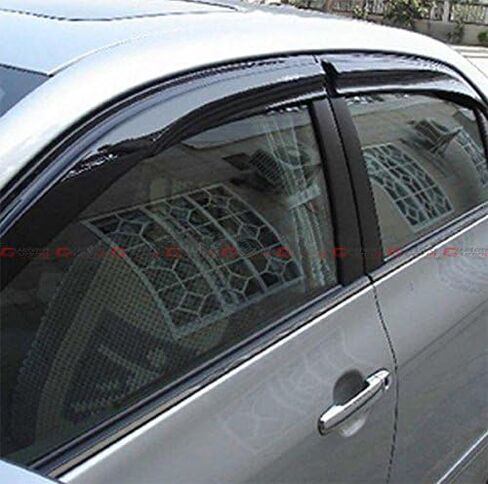 3D Wavy Shape Style Smoke Tinted Window Visor Vent Shade Compatible with for 2011-2016 Hyundai Elantra Sedan in Saudi Arabia