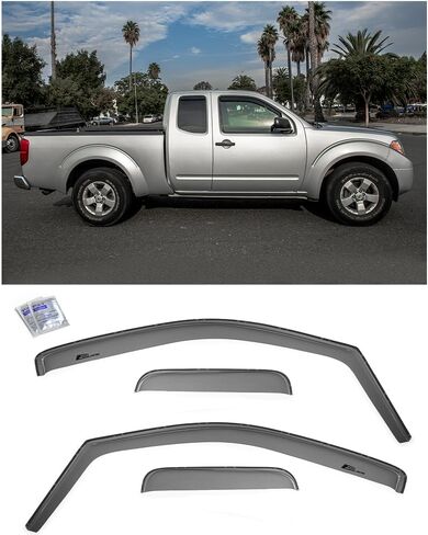 Extreme Online Store Replacement for 2005-Present Nissan Frontier Extended Cab | EOS Visors JDM in-Channel Style Smoke Tinted Side Vents Rain Guard Window Deflectors DWV-V84_DWV-V85 in Saudi Arabia