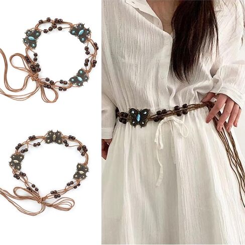 1pc Women Bohemian Style Rope Braid Waist Belt for Dresses Jeans in Kuwait