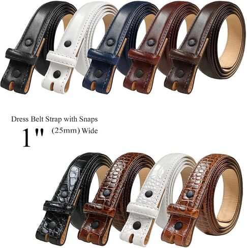 Billts.com Cowwhide Full Grain Grain Leater Leather Bress Strap ، 1 '' (25mm) و 1-1/8 "(30mm) و 1-1/4" (32mm) in Kuwait