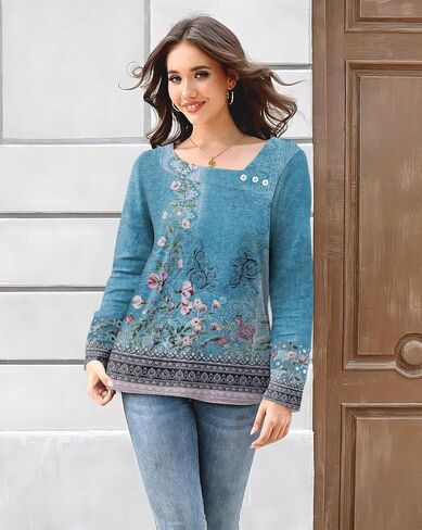 Disamer Womens Tops Long Sleeve T Shirts Dary Disdy Tunic Tops 2025 Fall Fashion Square Dept Bunge Tees Tees in Kuwait