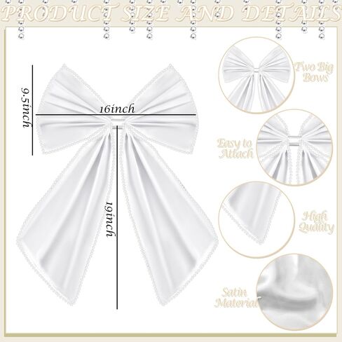 Janinka Big Satin Bow Train For Wedding Dress 16 '× 19' 'قابلة للإزالة قوس ساتان القوس مع اللؤلؤ in Saudi Arabia