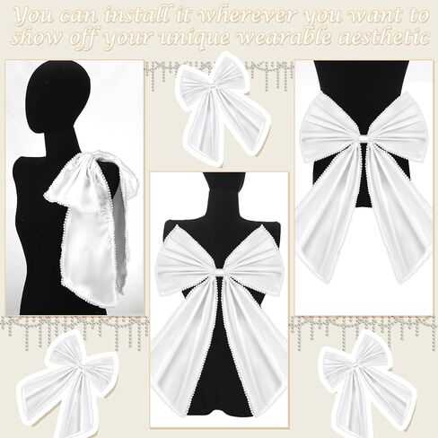 Janinka Big Satin Bow Train For Wedding Dress 16 '× 19' 'قابلة للإزالة قوس ساتان القوس مع اللؤلؤ in Saudi Arabia