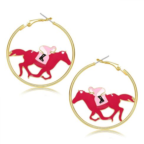 Faerliiry Kentucky Derby أقراط Derby Horse Hoop Earrings Outsing Racing Assings in Kuwait