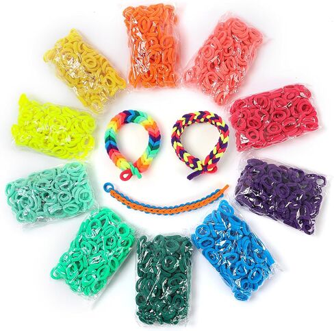 IQBOX Bracelet Making Kit Arts and Crafts for Girls Ages 8-12, Weaving Loom Rainbow Bands DIY Toys Birthday Gifts for Kids 6 7 9 10 11 13 Year Old, 1000+ Elastic Cloth Rubber Band Fabric Loops in Saudi Arabia