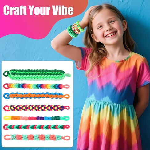 IQBOX Bracelet Making Kit Arts and Crafts for Girls Ages 8-12, Weaving Loom Rainbow Bands DIY Toys Birthday Gifts for Kids 6 7 9 10 11 13 Year Old, 1000+ Elastic Cloth Rubber Band Fabric Loops in Saudi Arabia