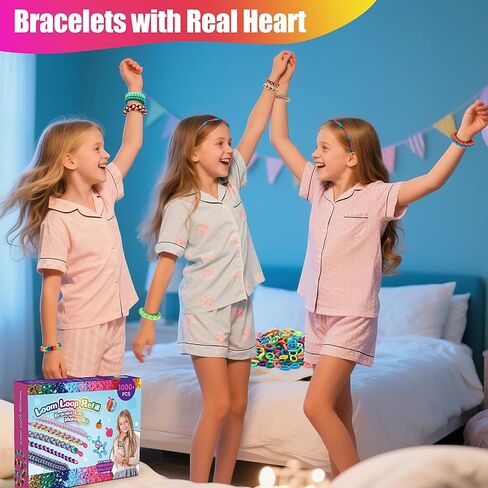 IQBOX Bracelet Making Kit Arts and Crafts for Girls Ages 8-12, Weaving Loom Rainbow Bands DIY Toys Birthday Gifts for Kids 6 7 9 10 11 13 Year Old, 1000+ Elastic Cloth Rubber Band Fabric Loops in Saudi Arabia