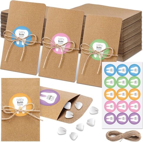 50 Pcs Lost Tooth Receipt Envelopes Tooth Fairy Envelopes with 50 Pcs Stickers for Children Milk Teeth Storage Fairy Bag Classroom Party Supply in Saudi Arabia