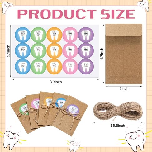 50 Pcs Lost Tooth Receipt Envelopes Tooth Fairy Envelopes with 50 Pcs Stickers for Children Milk Teeth Storage Fairy Bag Classroom Party Supply in Saudi Arabia