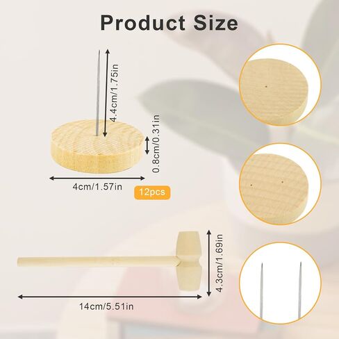 24 PCS Wooden Crochet Doll Stand, Single Double Needle Wooden Crochet Doll Display Stand With Fixing Hammer, Positive Crochet Doll Holder Stand With Wooden Base, Wooden Stands for Knitted Doll Display in Kuwait