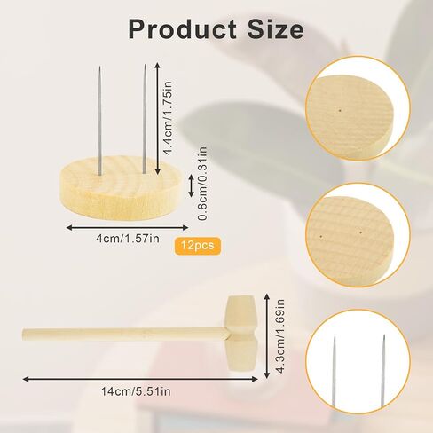 24 PCS Wooden Crochet Doll Stand, Single Double Needle Wooden Crochet Doll Display Stand With Fixing Hammer, Positive Crochet Doll Holder Stand With Wooden Base, Wooden Stands for Knitted Doll Display in Kuwait