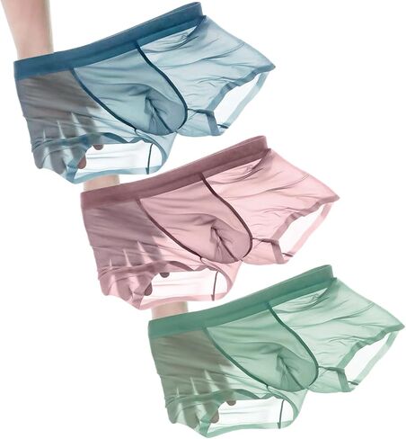 سراويل داخلية من الحرير الجليدية للملاكمين للرجال 3Pack مريحة مرتاحات داخلية رقيقة رائعة in Kuwait