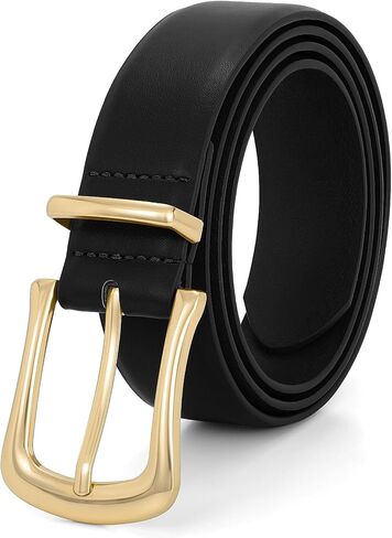 Women's Leather Belt for Jeans Pants Fashion Ladies Dress Belt Waist Belt with Gold Buckle in Saudi Arabia