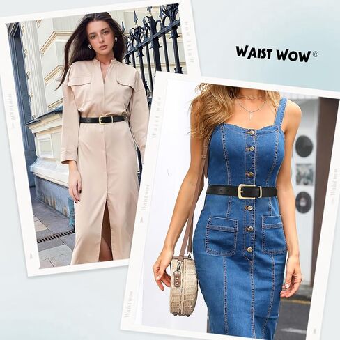 Women's Leather Belt for Jeans Pants Fashion Ladies Dress Belt Waist Belt with Gold Buckle in Saudi Arabia