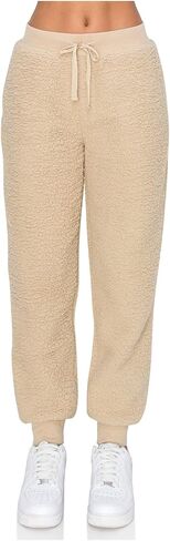 Cali1850 نساء شيربا joggers swinkpants - الرباط غير الرسمية مرنة الخصر السراويل ناعمة مريحة مع جيوب in Kuwait