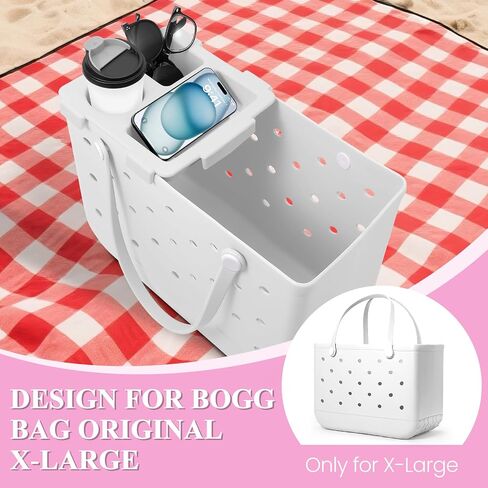 Top Tray Accessories for Bogg Bag X-Large, Drink & Phone Holder Cup Holder Fit for Stanley Cup - Divider, Organizer & Topper Tray for Bogg Bag (White) in Kuwait