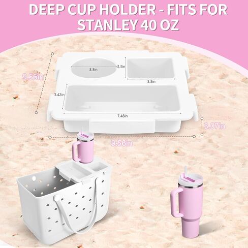 Top Tray Accessories for Bogg Bag X-Large, Drink & Phone Holder Cup Holder Fit for Stanley Cup - Divider, Organizer & Topper Tray for Bogg Bag (White) in Kuwait