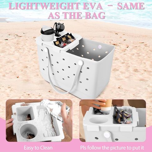 Top Tray Accessories for Bogg Bag X-Large, Drink & Phone Holder Cup Holder Fit for Stanley Cup - Divider, Organizer & Topper Tray for Bogg Bag (White) in Kuwait