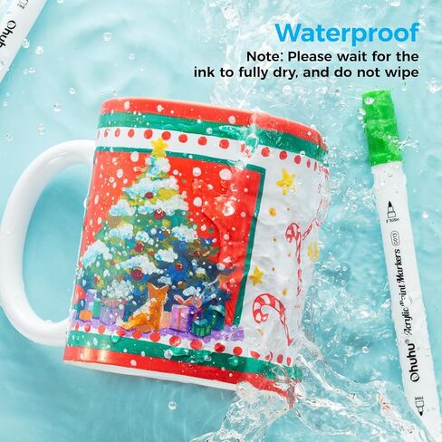 Ohuhu Acrylic Paint Markers Cotton-core: 36 Colors Dual Tips (Brush & Dot) Paint Pens High Opacity Acrylic Markers Waterproof Lightfast for Rock Painting Easter Eggs Wood Glass Ceramic Canvas in Kuwait