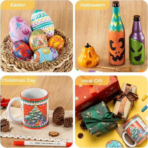 Ohuhu Acrylic Paint Markers Cotton-core: 36 Colors Dual Tips (Brush & Dot) Paint Pens High Opacity Acrylic Markers Waterproof Lightfast for Rock Painting Easter Eggs Wood Glass Ceramic Canvas in Kuwait