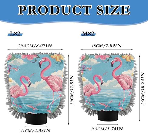Absorbent Microfiber Car Wash Drying Mitts, 2 Pack, Scratch-Free & Lint-Free, Rich Foam, Highly Absorbent, Double Sided, Wash Mitt Perfect for Car Washing, L, Flamingo (6) in Saudi Arabia