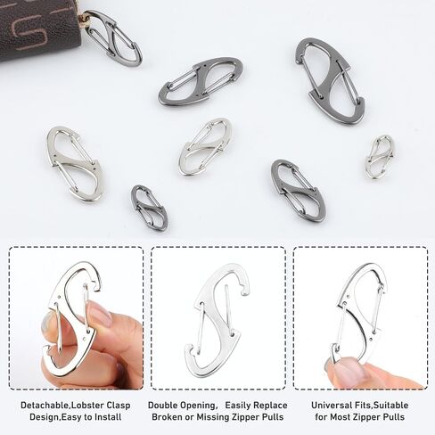 Zipper Clips Anti Theft, 20 Pcs Zipper Pull Locks for Backpacks, Double-Sided Spring S Carabiner Clasps Theft Deterrent for Luggage Suitcase Handbags Keys Purse(Triangle Black) in Saudi Arabia