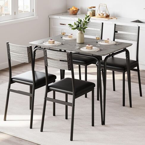 GarveeHome Dining Table for 2, Small Table and Chairs Set of 2, Square Dinette Set for 2, 3 Piece Kitchen & Dining Room Sets for Small Space (White, Table with 2 Upholstered Chairs) in Kuwait