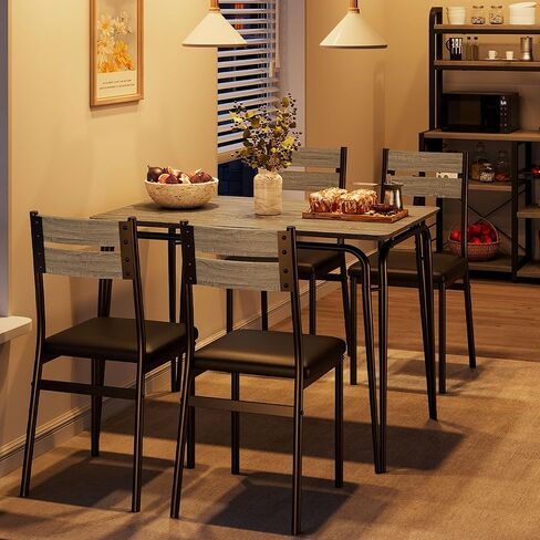 GarveeHome Dining Table for 2, Small Table and Chairs Set of 2, Square Dinette Set for 2, 3 Piece Kitchen & Dining Room Sets for Small Space (White, Table with 2 Upholstered Chairs) in Kuwait