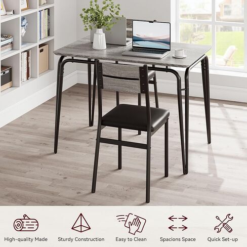 GarveeHome Dining Table for 2, Small Table and Chairs Set of 2, Square Dinette Set for 2, 3 Piece Kitchen & Dining Room Sets for Small Space (White, Table with 2 Upholstered Chairs) in Kuwait