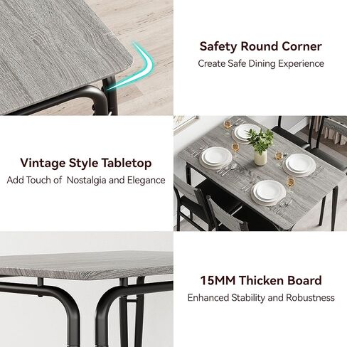 GarveeHome Dining Table for 2, Small Table and Chairs Set of 2, Square Dinette Set for 2, 3 Piece Kitchen & Dining Room Sets for Small Space (White, Table with 2 Upholstered Chairs) in Kuwait