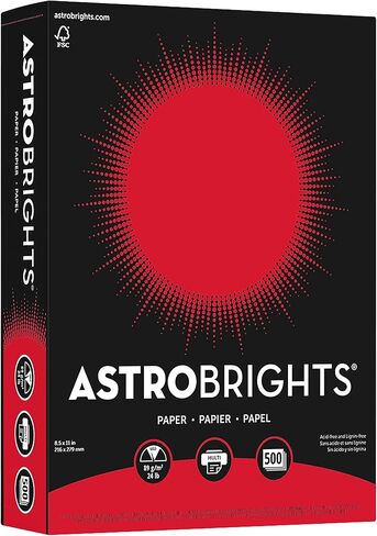 Astrobrights 491619 Astrobrights Multipurpose Paper 24 lbs 8.5-Inch x 11-Inch Re-Entry Red in Kuwait