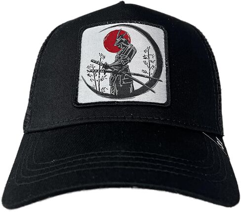 Snapback Trucker Hat للرجال - قبعة البيسبول الشبكية - المحارب الياباني - الساموراي ، قبعات للرجال بحجم واحد أسود - Kaizen in Saudi Arabia