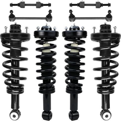 Detroit Axle - 8pc Struts Kit for 07-13 Ford Expedition Lincoln Navigator ، 4 Struts الخلفية الأمامية W/Coil Spring 4 Sway Bar Links 2007 2008 2008 2010 2012 2013 Assembly Serchly in Saudi Arabia