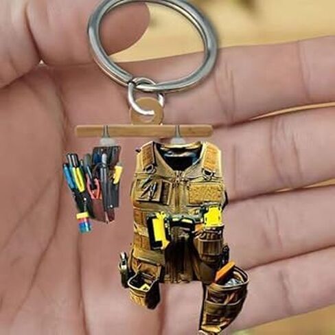 1Pc Multicolour Unique Acrylic Keychain with Electrician Tool Acrylic Flat 2D Keychain Charm Practical Electrician Tool Bag Pendant Keyrings Charm Women's Keyrings(No tools) in Saudi Arabia