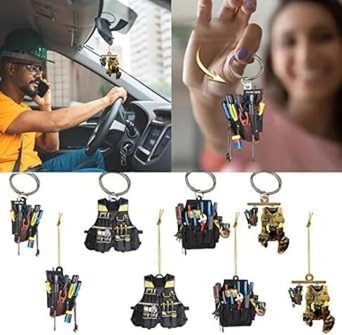 1Pc Multicolour Unique Acrylic Keychain with Electrician Tool Acrylic Flat 2D Keychain Charm Practical Electrician Tool Bag Pendant Keyrings Charm Women's Keyrings(No tools) in Saudi Arabia