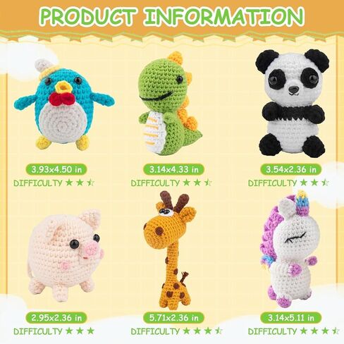Crochet Kit for Beginners – 6 PCS Crochet Animal Kit, Kids Knitting Kit with Step by Step Videos, Yarn, Crochet Hook, Knitting Kit for Beginners, Great Birthday Holiday Gift (Knitting Kit TST) in Saudi Arabia