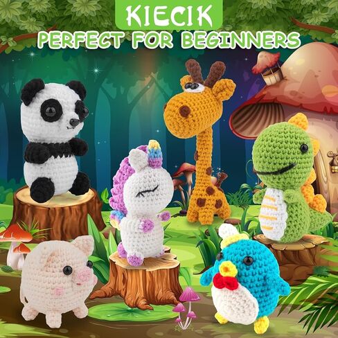 Crochet Kit for Beginners – 6 PCS Crochet Animal Kit, Kids Knitting Kit with Step by Step Videos, Yarn, Crochet Hook, Knitting Kit for Beginners, Great Birthday Holiday Gift (Knitting Kit TST) in Saudi Arabia