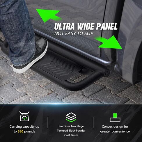 Quad Cab two Design Design Running لوحات متوافقة مع 2009-2018 Dodge RAM 1500 (تضمنت 2019-2024 1500 Classic) ، 2010-2024 RAM 2500 3500/Extended Bab Side Steps Rails Nerf Bar in Kuwait