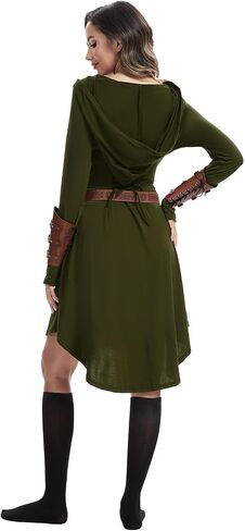 Renaissance Costume Women Hooded Robe Lace Up Dress Halloween Vintage Medieval Cloak in Saudi Arabia