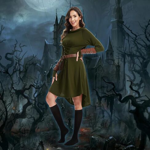 Renaissance Costume Women Hooded Robe Lace Up Dress Halloween Vintage Medieval Cloak in Saudi Arabia