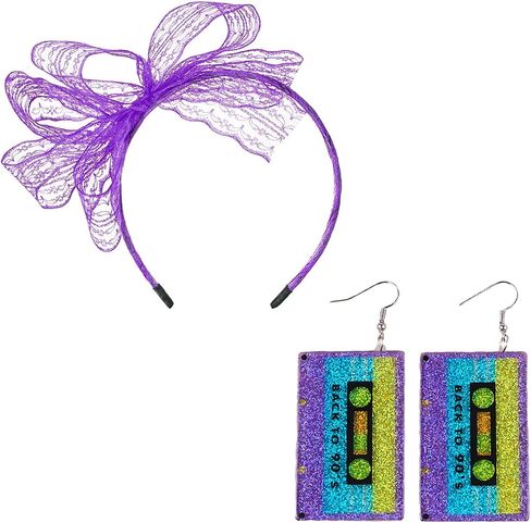 Chiclinco 80s Costume Accessories Kits, Neon Fanny Pack Headband Slouch Socks Cassette Tape Earrings Fishnet Gloves Necklace in Kuwait