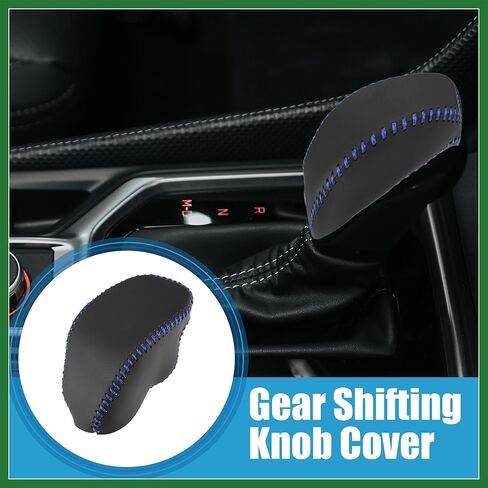 Motoforti Car Gear Deftting Cover Cover Tomatic Tommission Lever Trim to Toyota RAV4 2019-2023 Faux Leather Black Blue Blue Lastes Long in Saudi Arabia